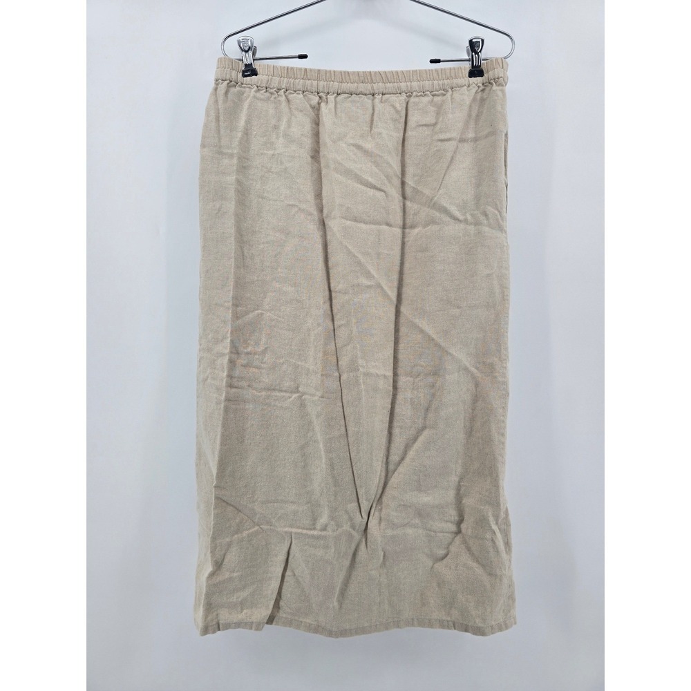 Pendleton Linen Skirt Womens Petite P Beige Elastic Drawstring Pockets EUC - Picture 2 of 5